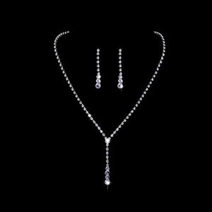 Rhinestone Drop Necklace And Earrings Set